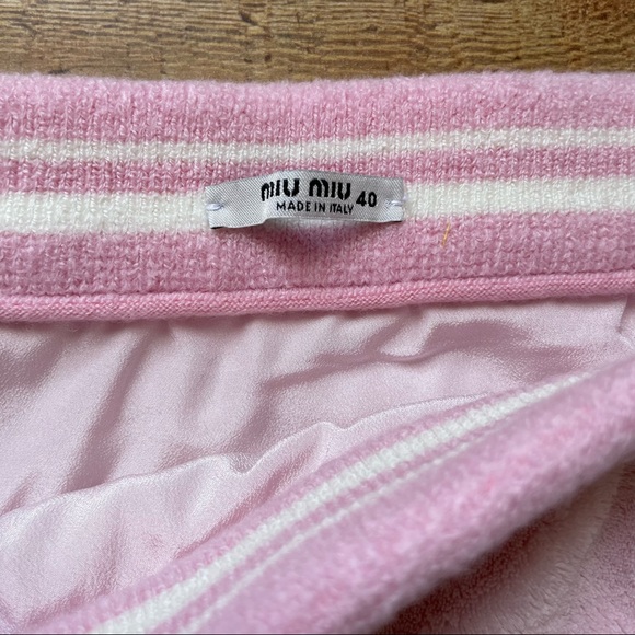 MIU MIU Prada Terry Cloth Midi Skirt w/ Stripe Knit Trim EU Size 40 US Size 4 - Picture 7 of 12